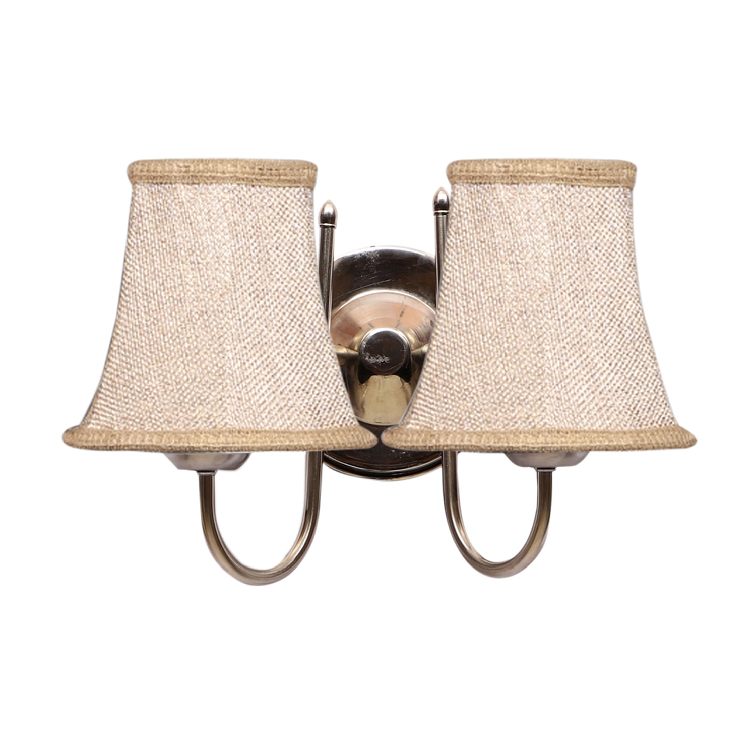 Devansh Dual Steel Metal  Wallmounted Lamp With Beige Jute  Shade
