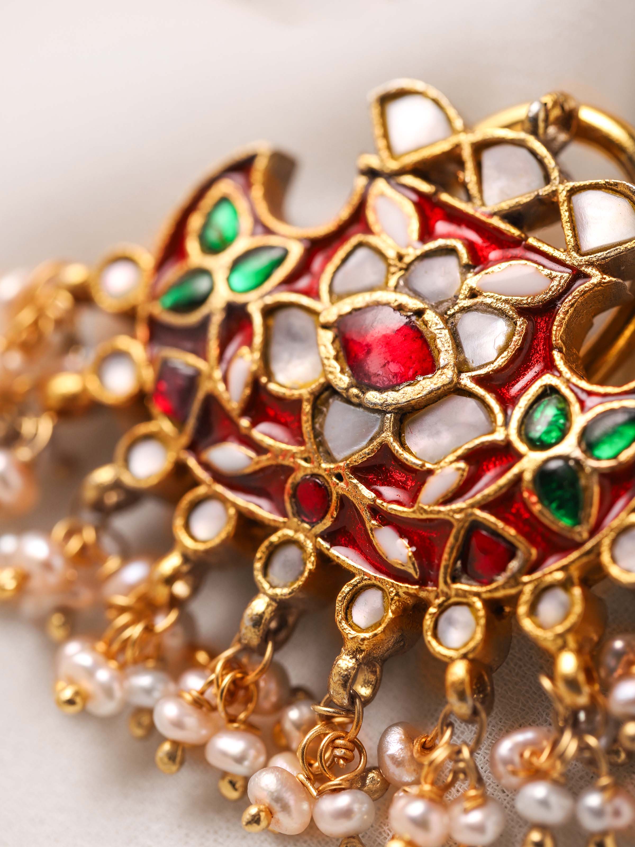 Detail shot of Silver Smithing Drop Earrings — Swadesh