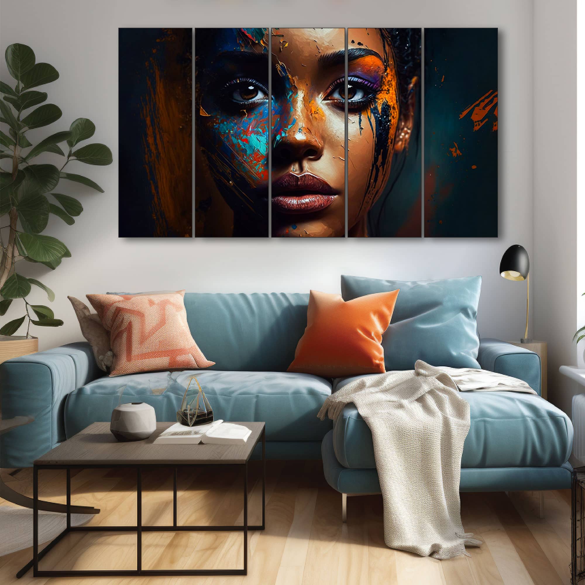 The Castle Decor Women Abstract Wall Painting Wooden Framed 27x48 Inch (Style 1) - The Castle Decor