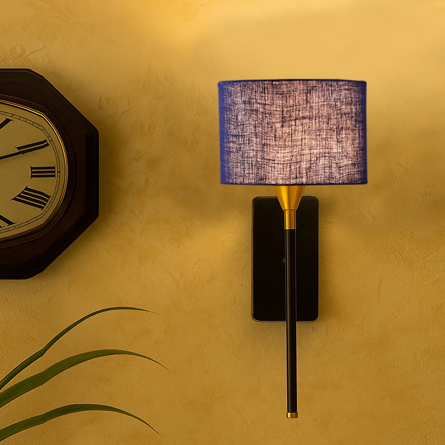 Devansh Metal Electric Wall Light in Black Colour with Blue Shade Count of 1 Light - Devansh