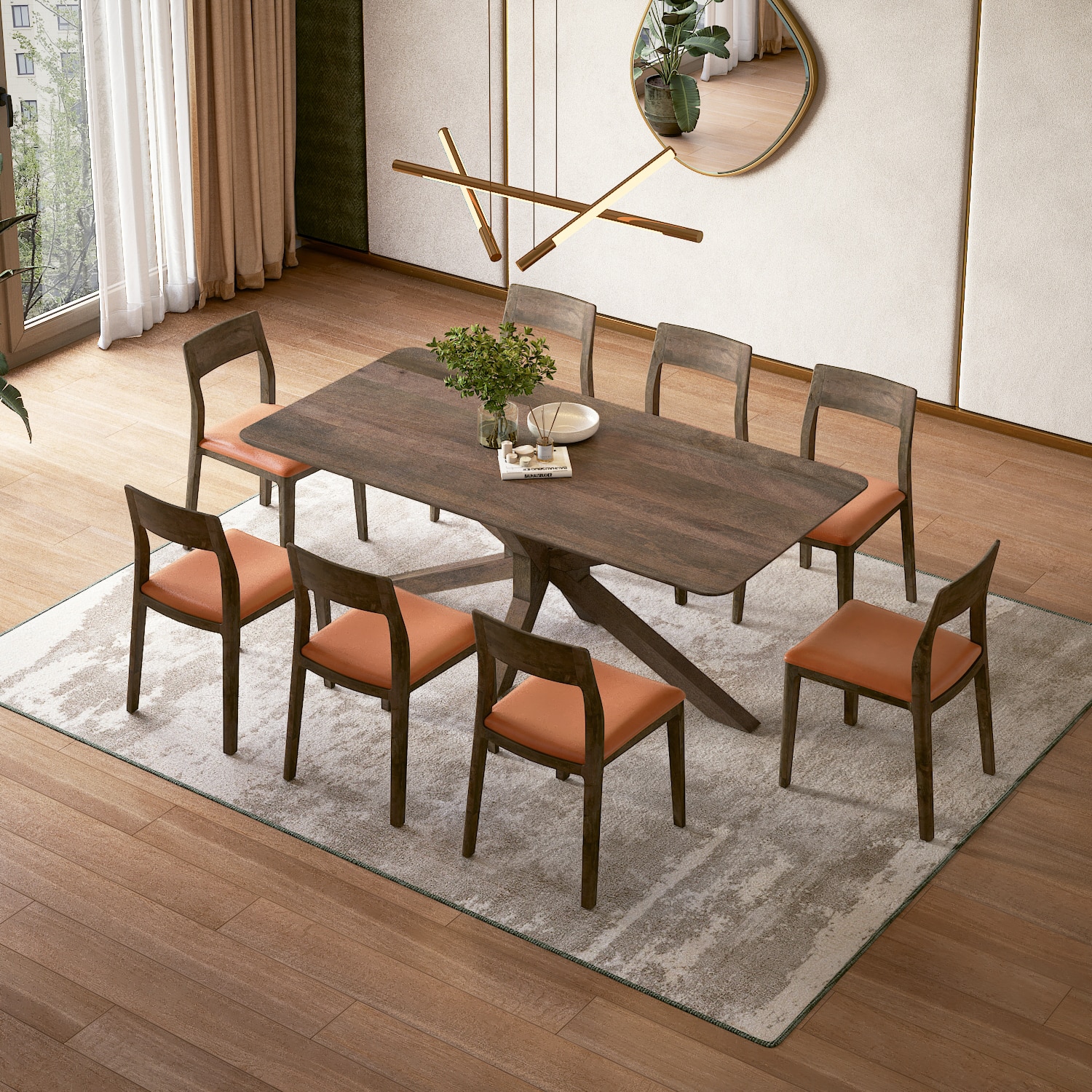 Anderson Solid Wood 8-Seater Dining Table With Set of 4 Clarke Dining chairs