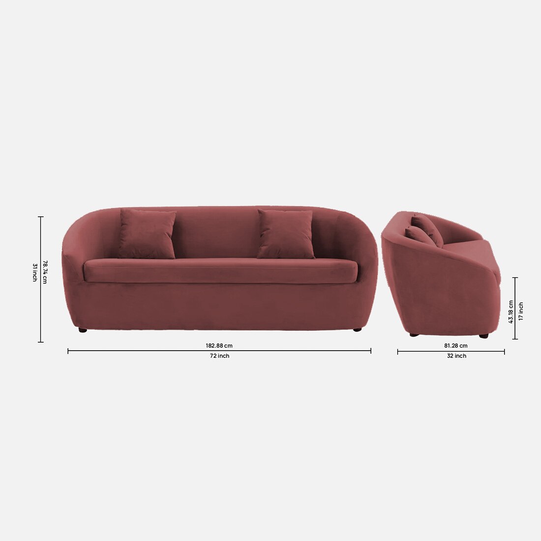 Davis Fabric Sofa (Pink)