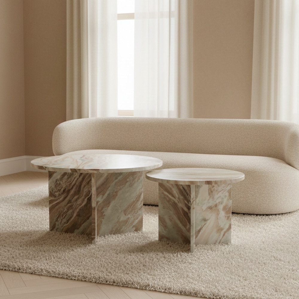 Drift Marble Coffee Table In Creem Finish-image-26