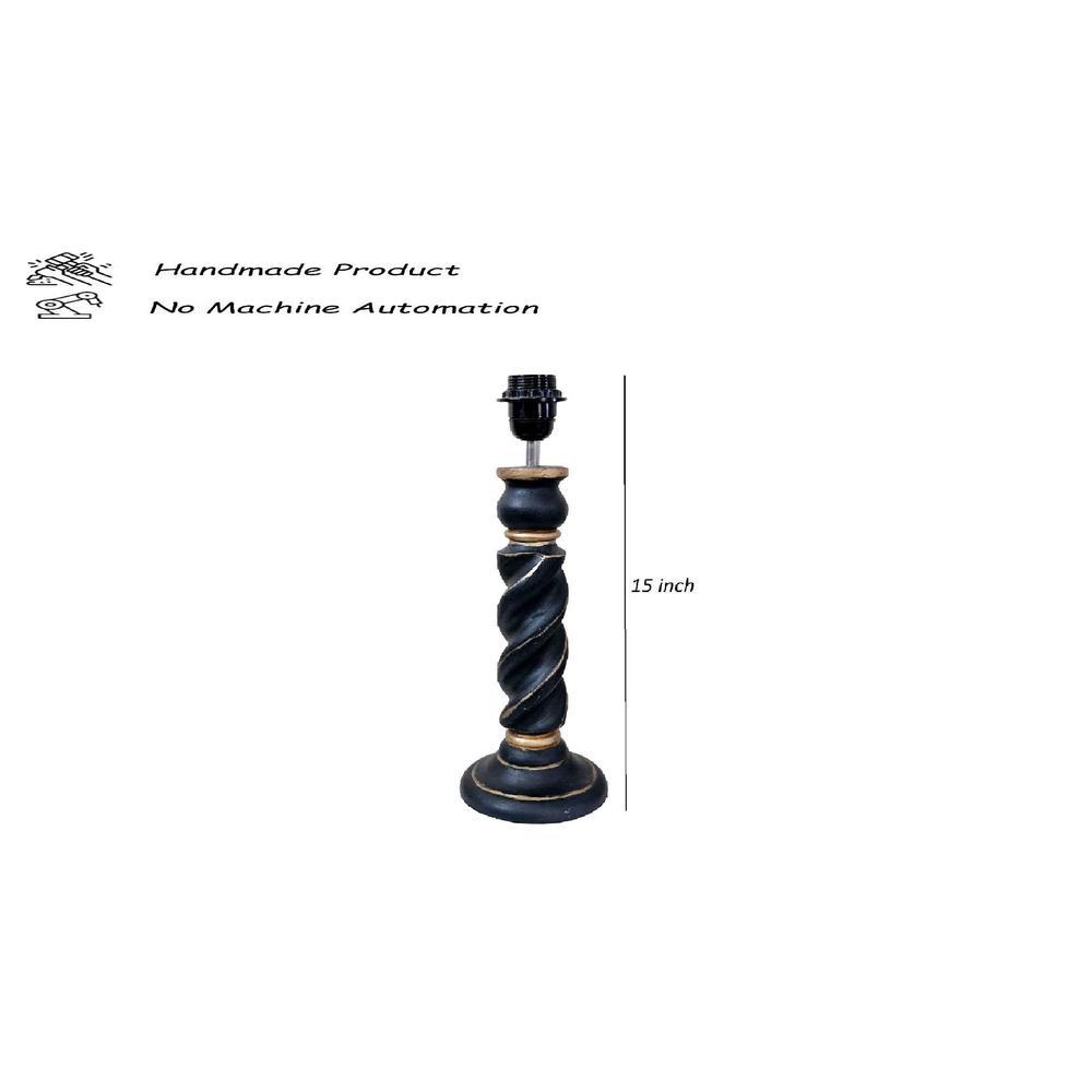 Aurelio Black & Gold Handmade Wooden Table in Rope design with a Cotton Beige shade