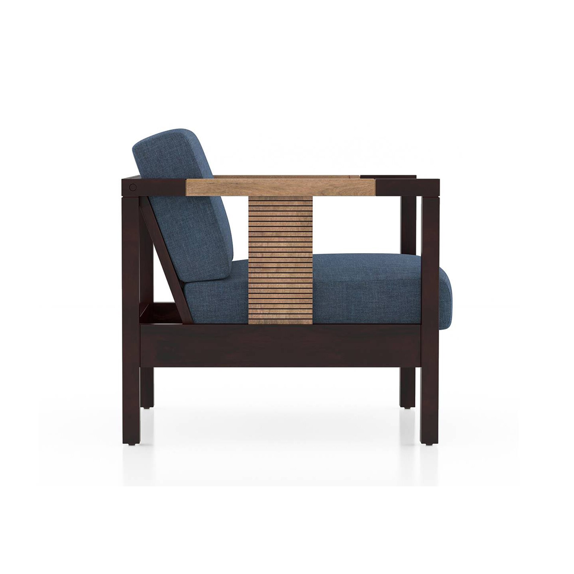 Cairo 3 Seater Wooden Sofa (Midnight Indigo Blue)