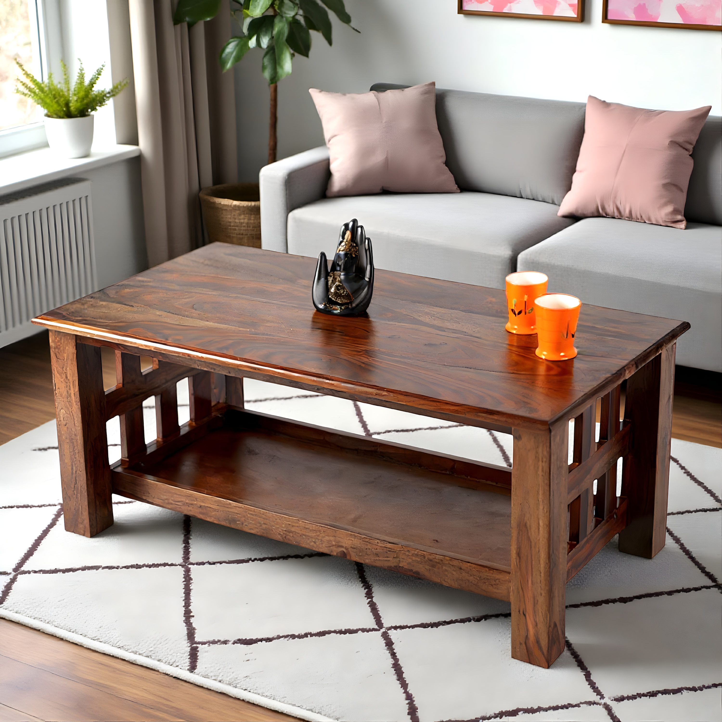 Blairs Sheesham Wood Coffee Table In Teak Finish