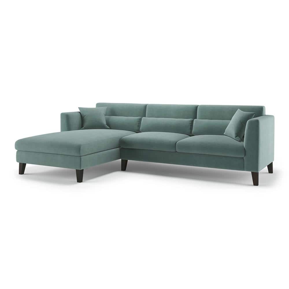 Lewis Sectional Sofa (Colour : Dusty Turquoise Velvet, Cushion : Hard, Seater : Left Aligned 3 Seater + Left Aligned Chaise)