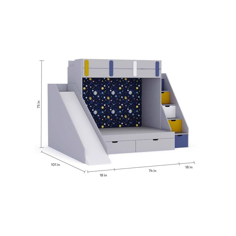 Sleep Nâ€™ Slide Bunk Bed with Slide and Storage in Grey Colour BKBB023