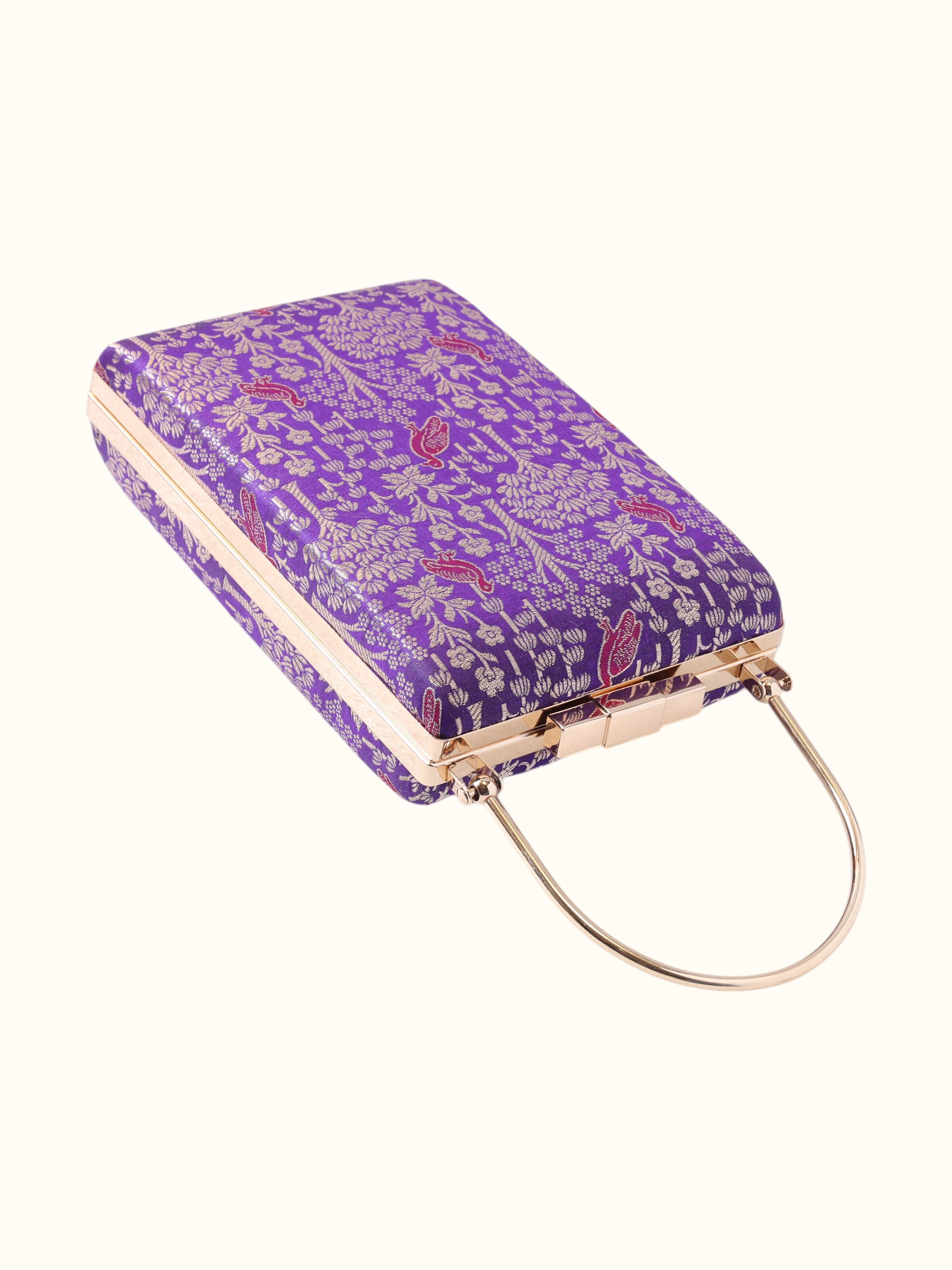 Purple Banarasi Silk Handbag