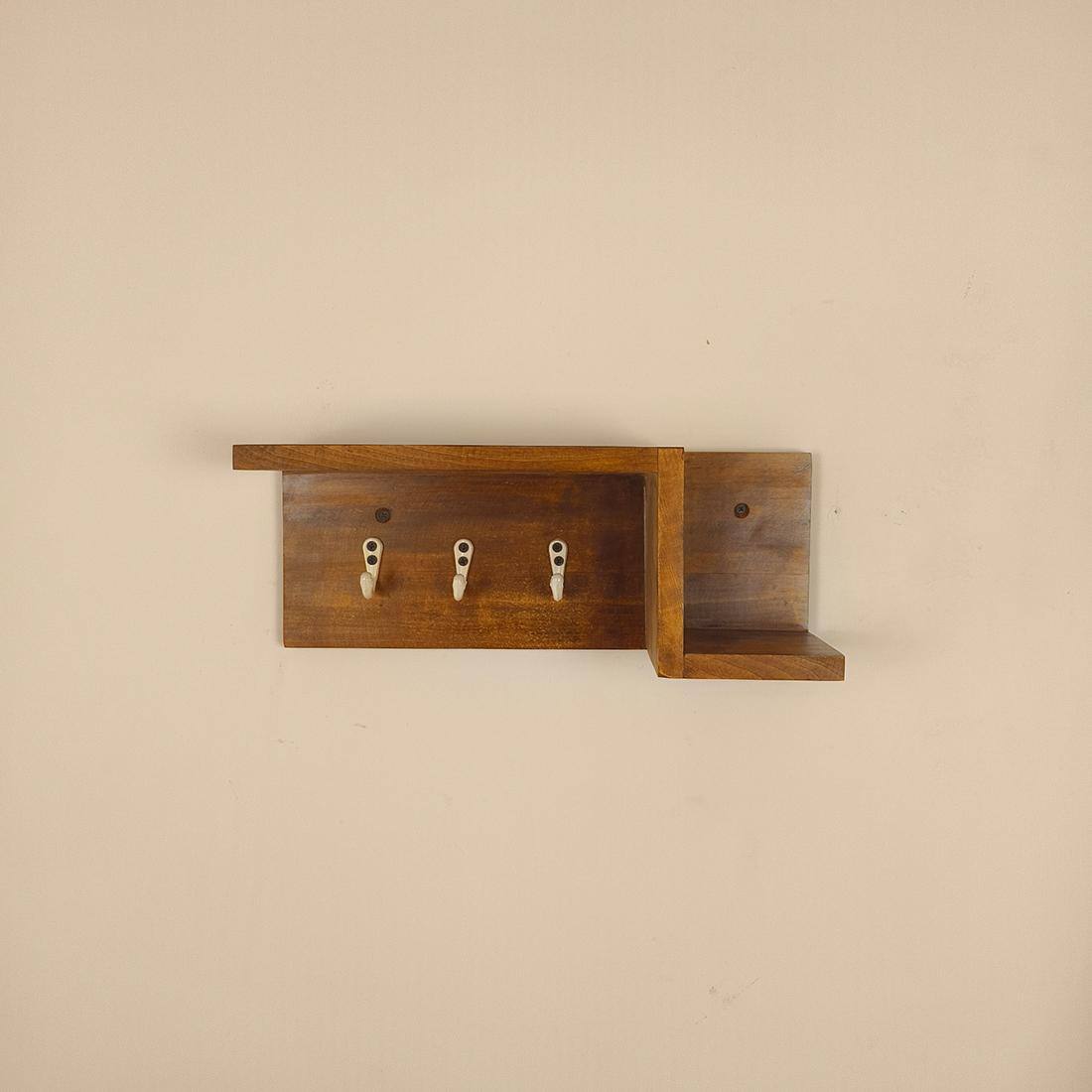 Preston Wooden Wall Shelf Organiser With Key Holders