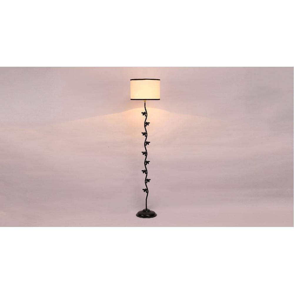 Brayden Multicolour Fabric Floor Lamp with Black Iron Base