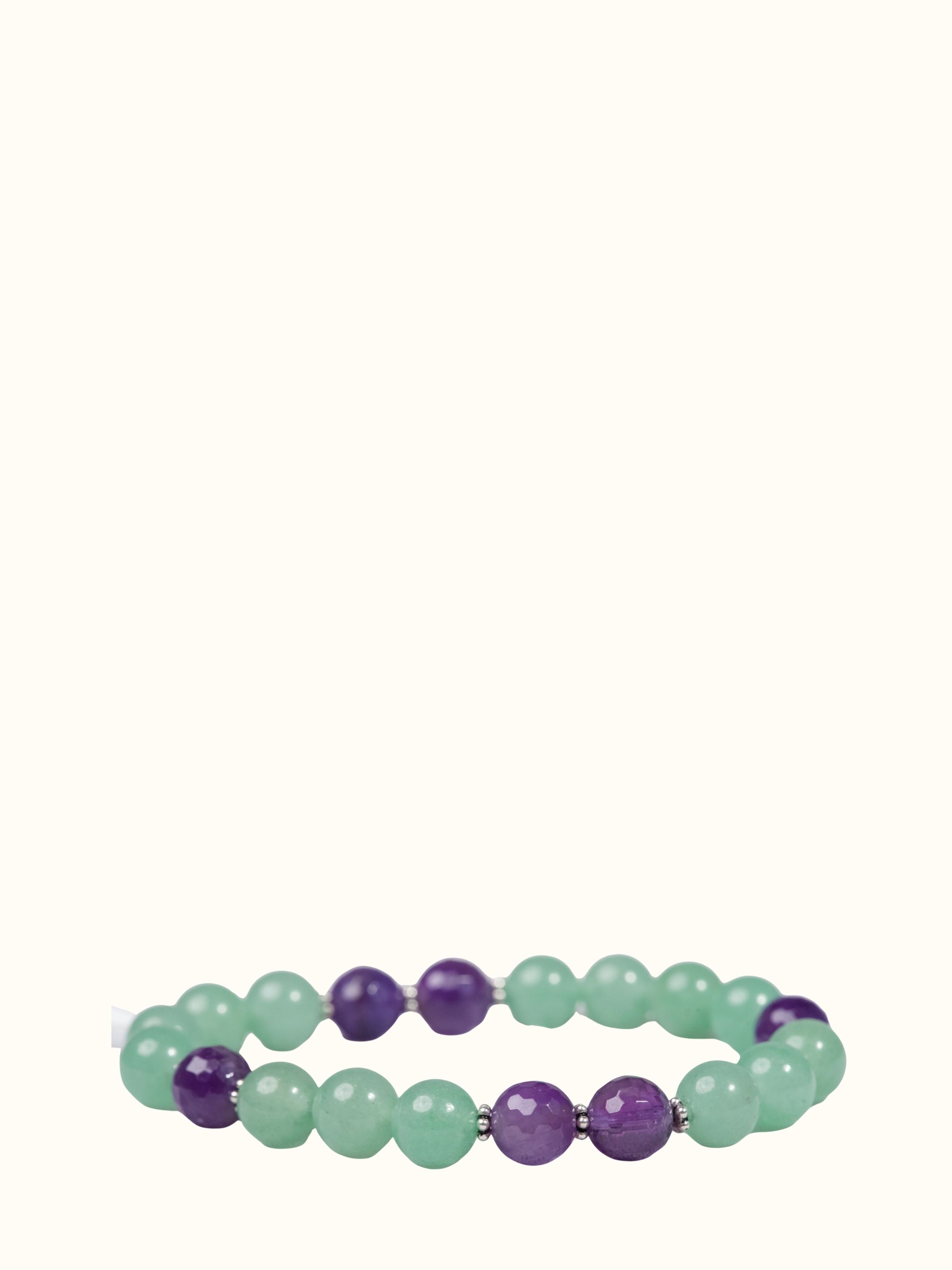 Gemstone Green Aventurine & Amethyst Silver Bracelet