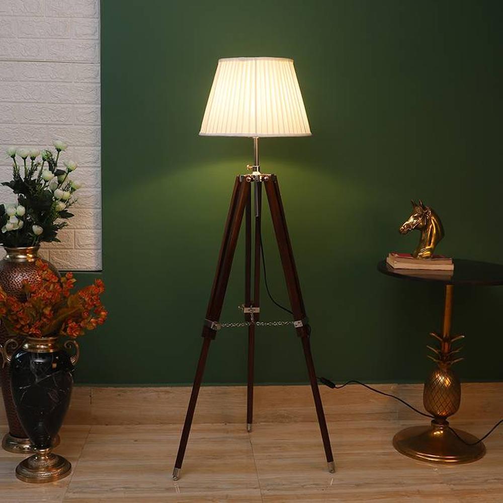 Shaylah Off White Cotton & Silk Mix Shade Floor Lamp