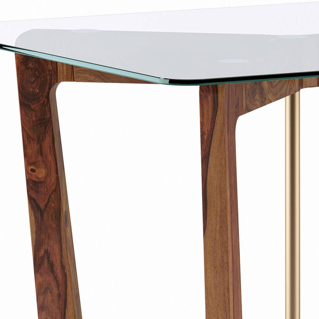 Bourdaine Glass 6 Seater Dining Table In Teak Finish