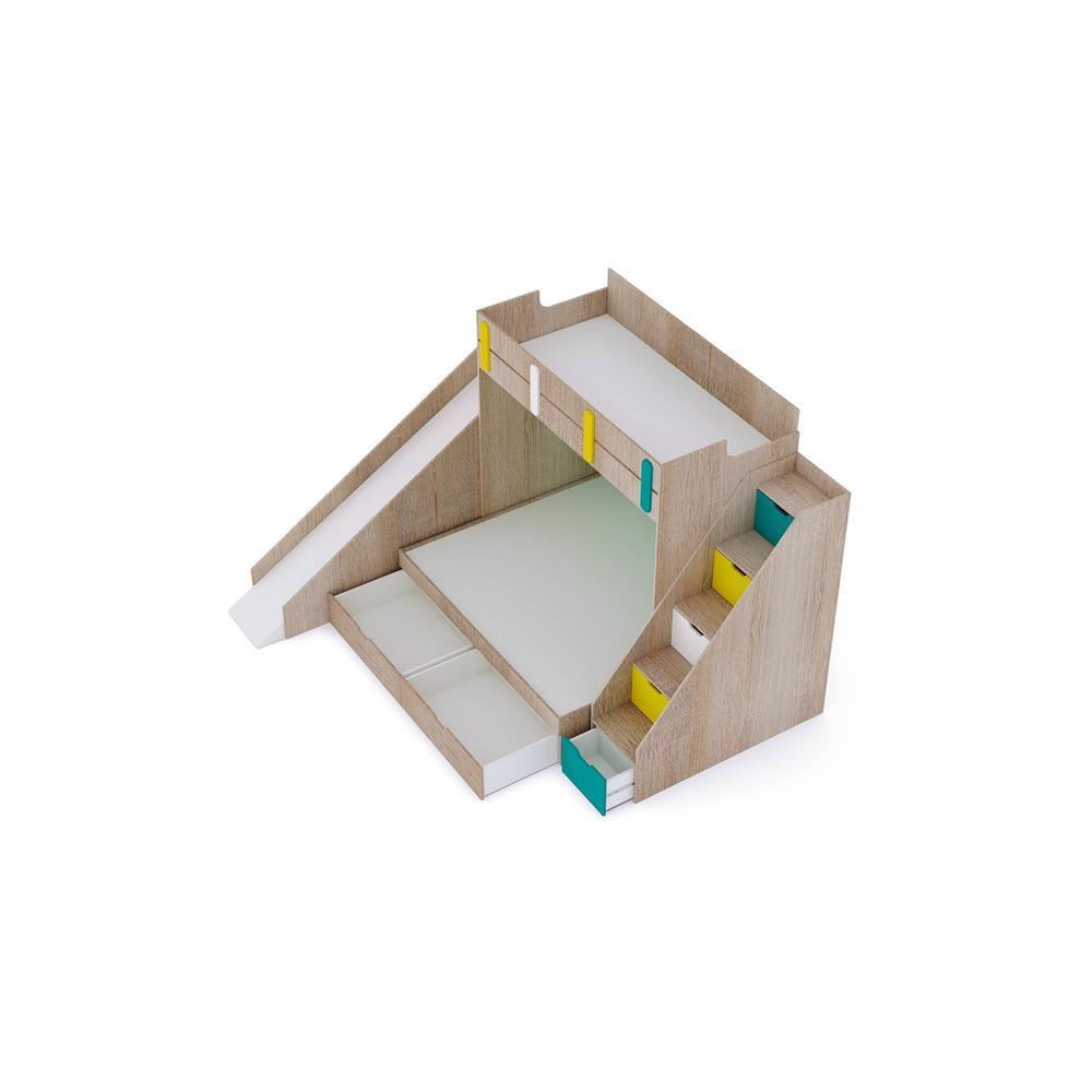 Sleep Nâ€™ Slide Bunk Bed with Slide and Storage in Oak Colour BKBB025