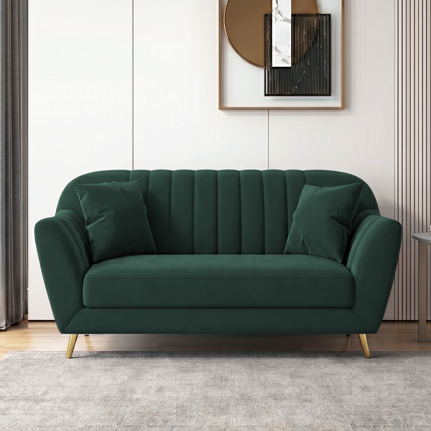 Rivo Velvet 2 Seater Sofa In Green Color - Home Lifestylez