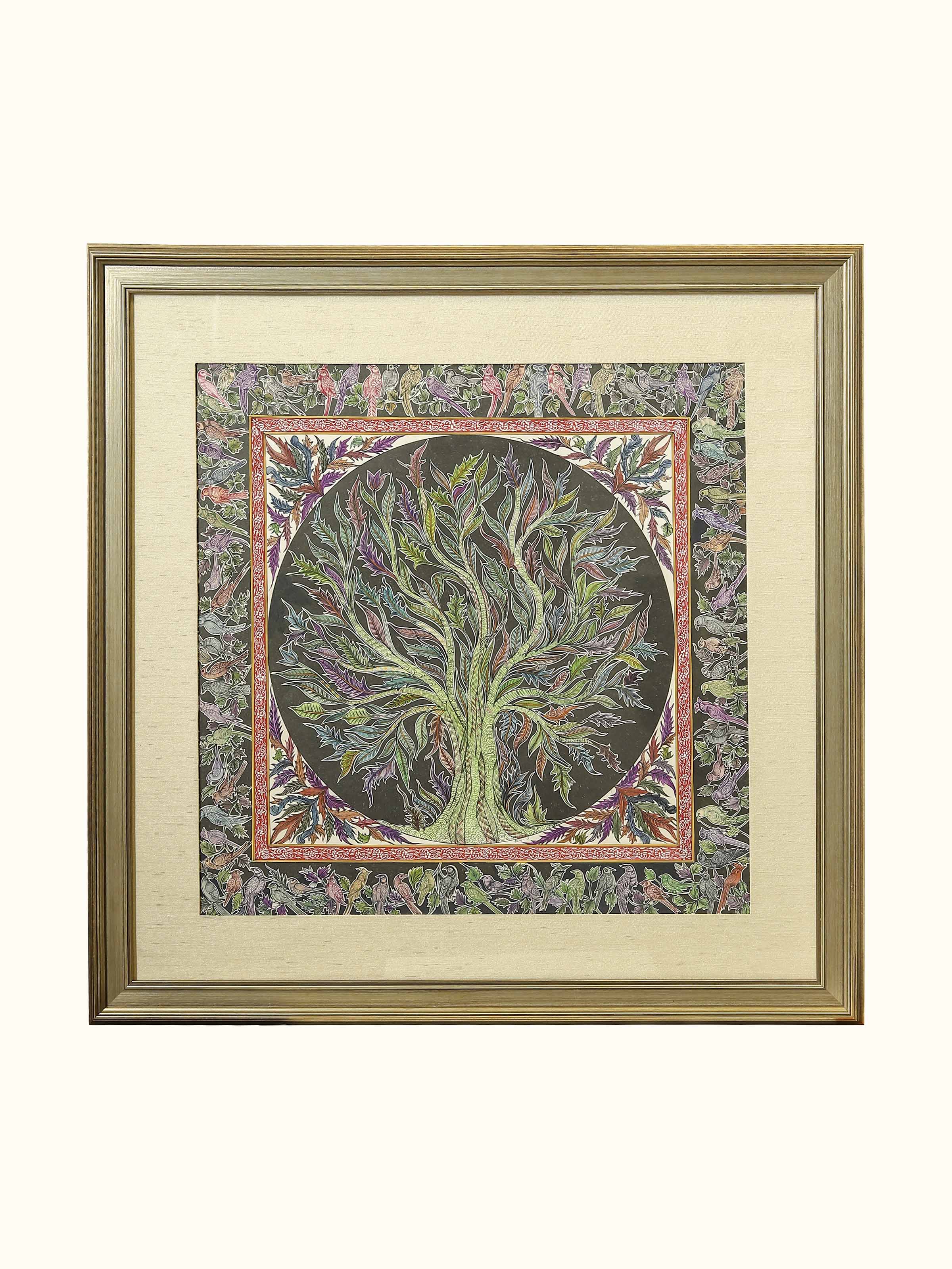 Tree with Bird Boarder Miniature Painting
