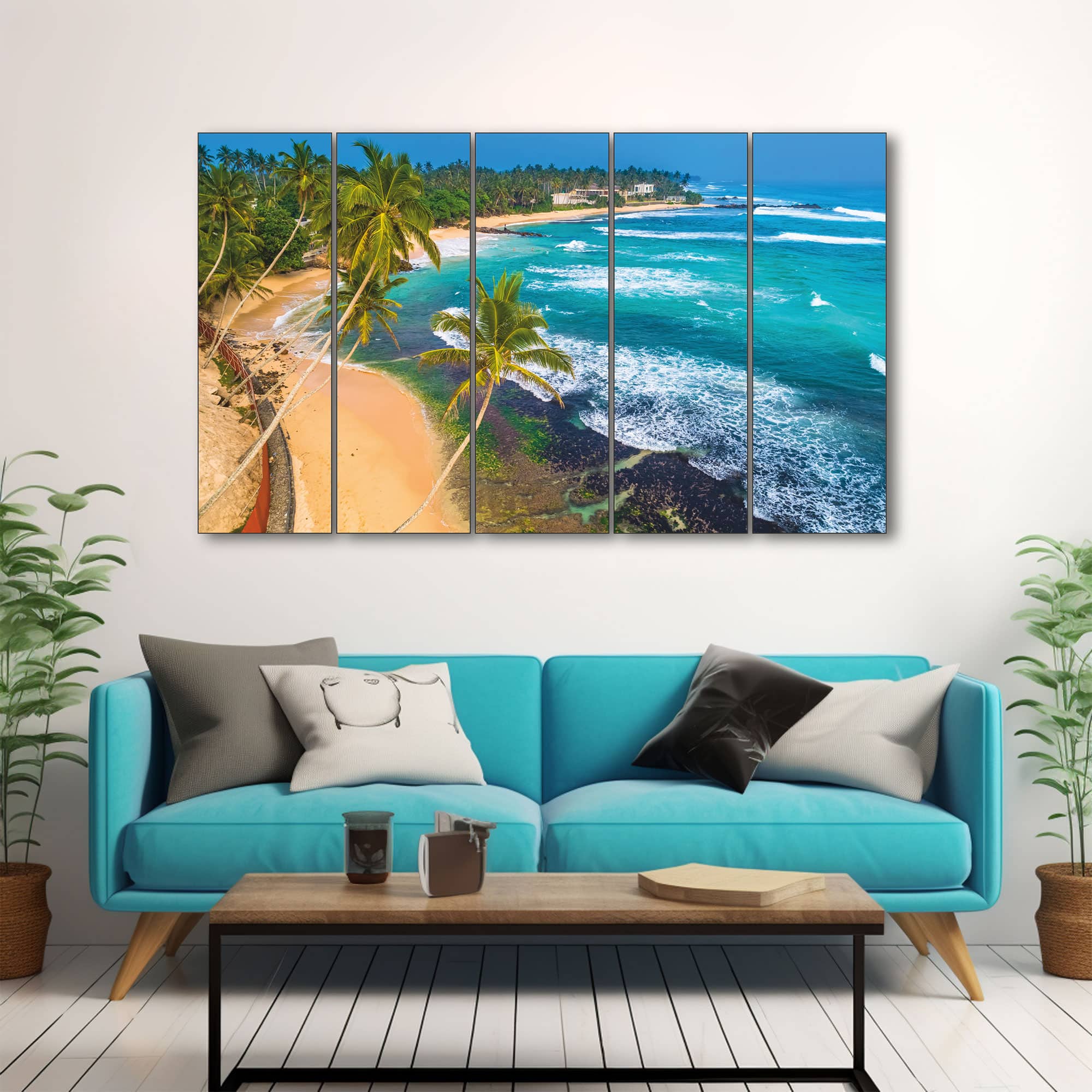 The Castle Decor Beach View Wall Art Set of 5 27x48 Inch - The Castle Decor