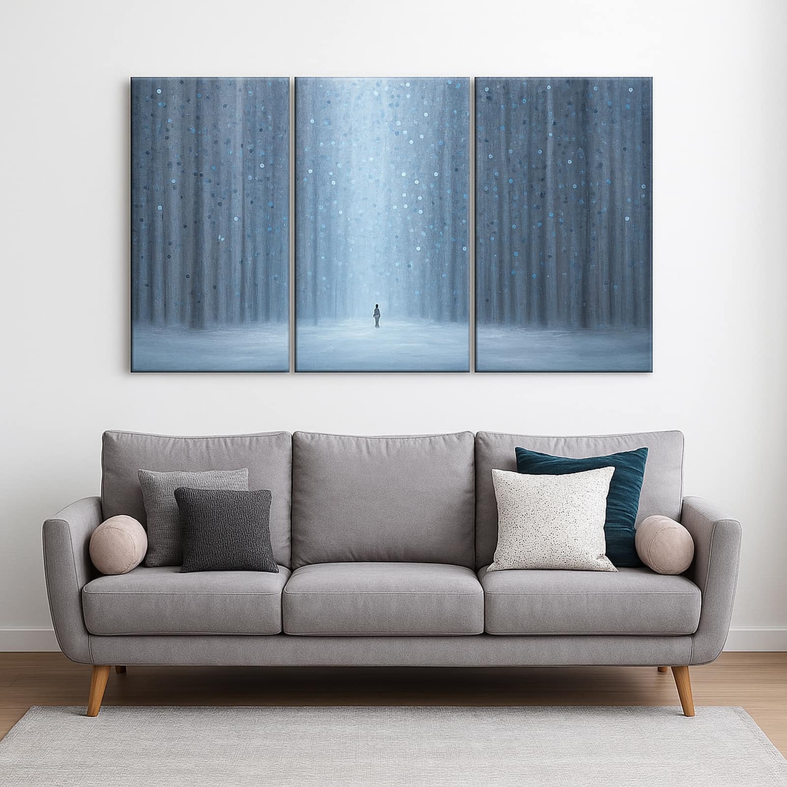 Truss Grey Blue Pieces Rainy Stroll Canvas Wall Prints Canvas Wall Prints Set of 3 Multicolor Matte