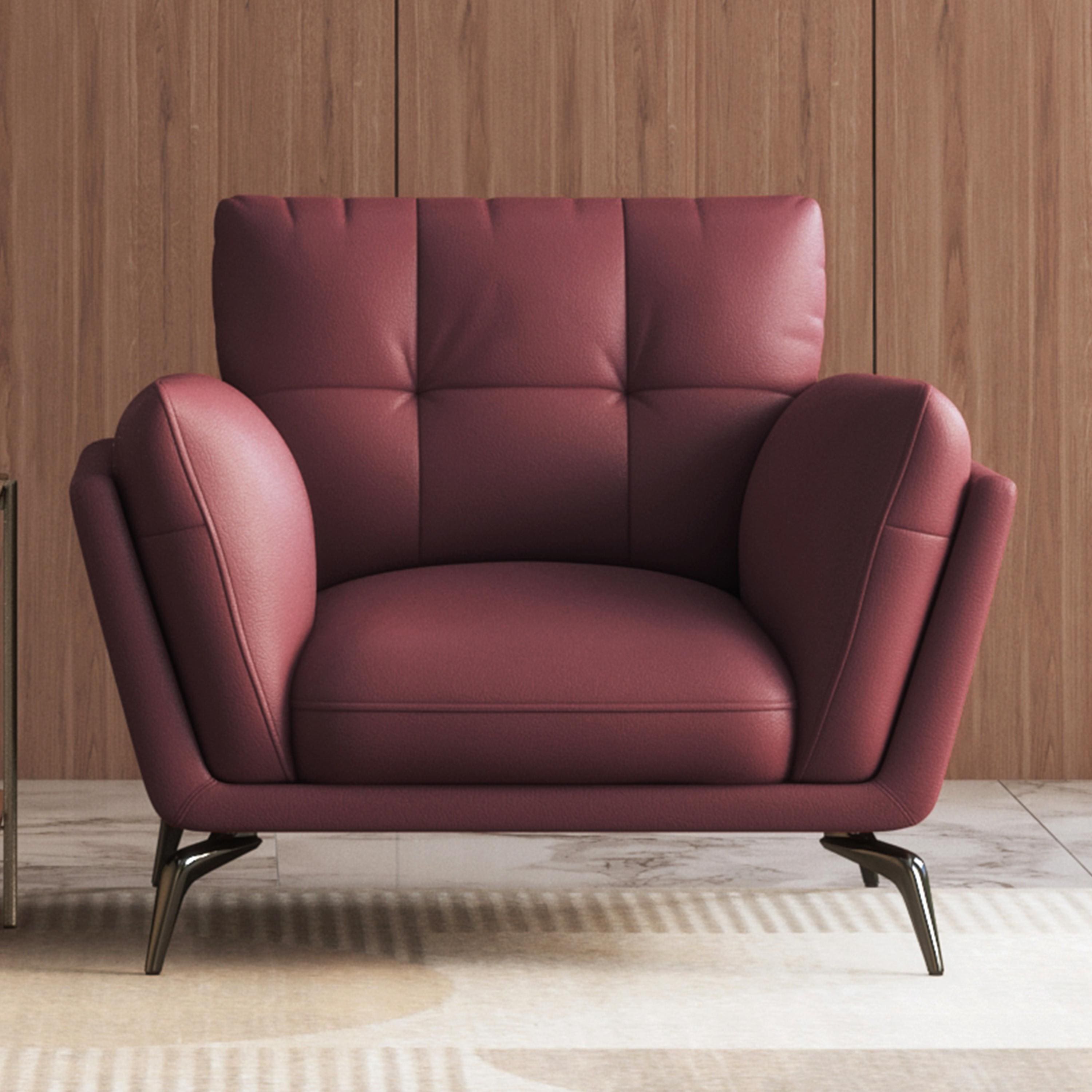 Vetra 1 Seater Leather Sofa In Wine