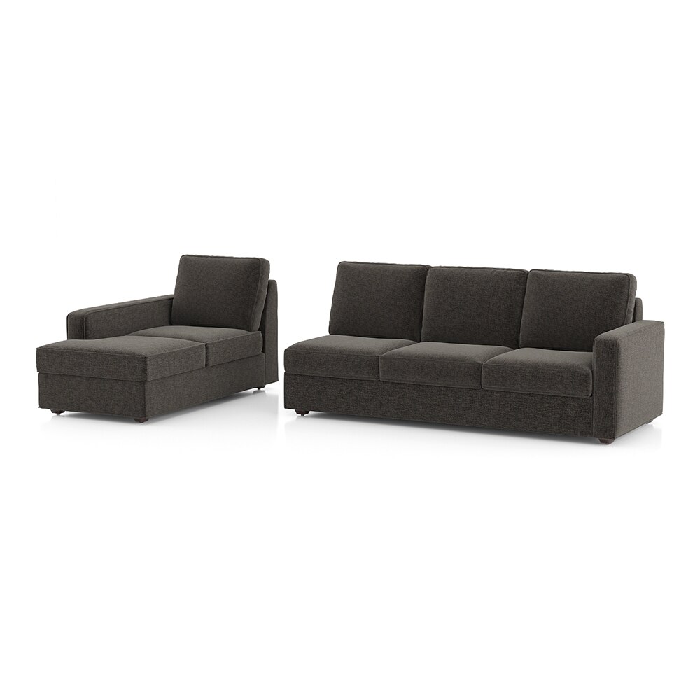 Apollo Fabric Sectional Sofa (Colour : Smoke, Cushion : Hard, Back Type : Regular, Seating Capacity : Left Aligned 3 Seater + Left Aligned Chaise + Ottoman)