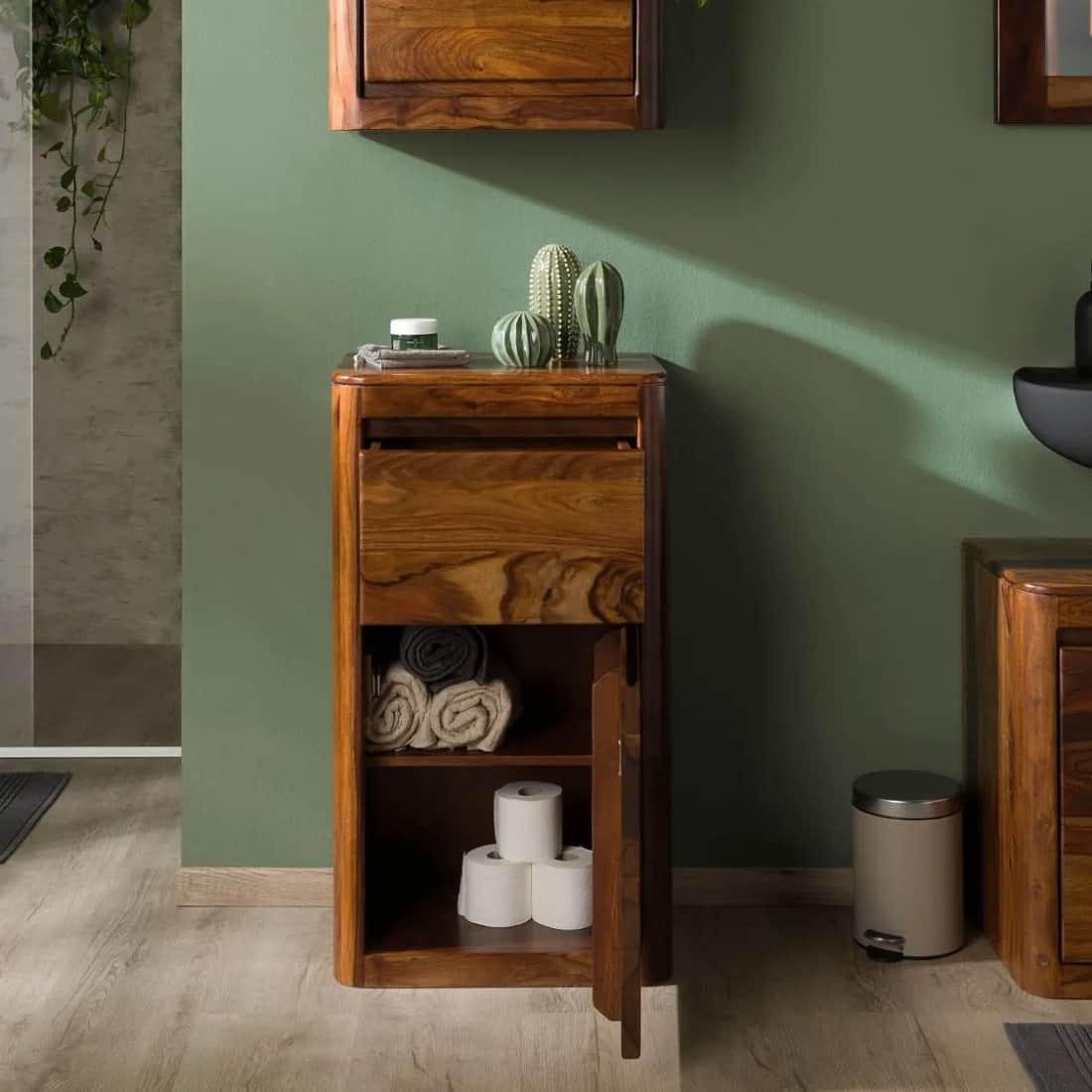 Gape Solid Wood One Drawer On Door Cabinet In Provincial Teak Finish - Demiwall