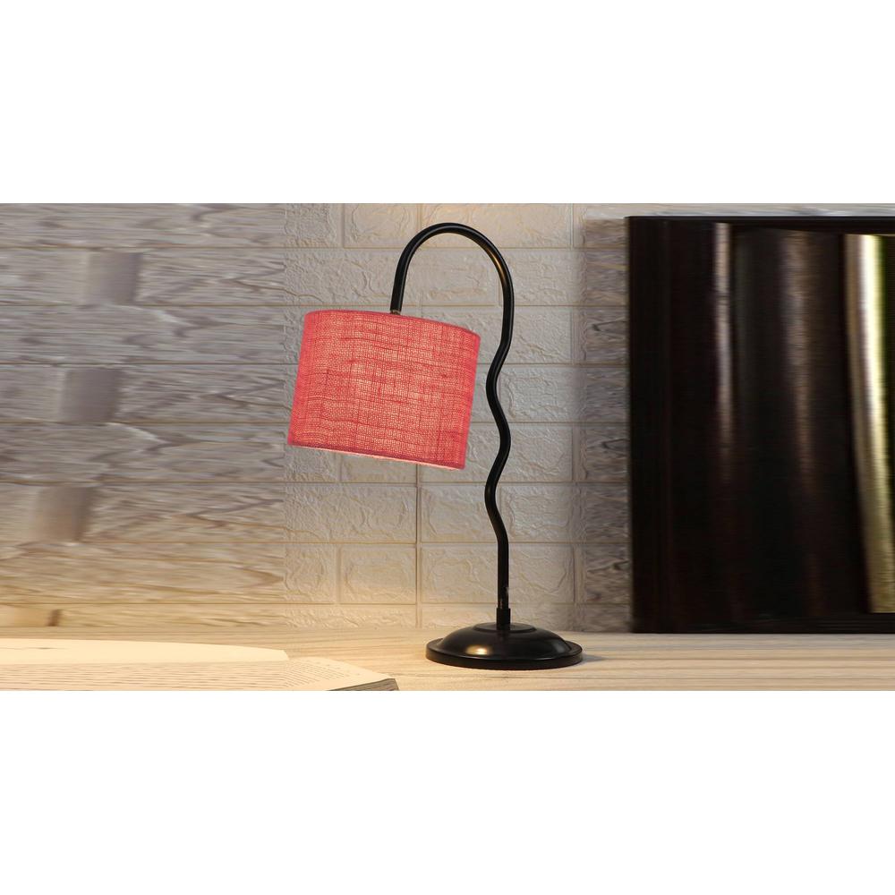 Pink Jute Zig Zag Curvy table lamp with Iron Base (SP32)