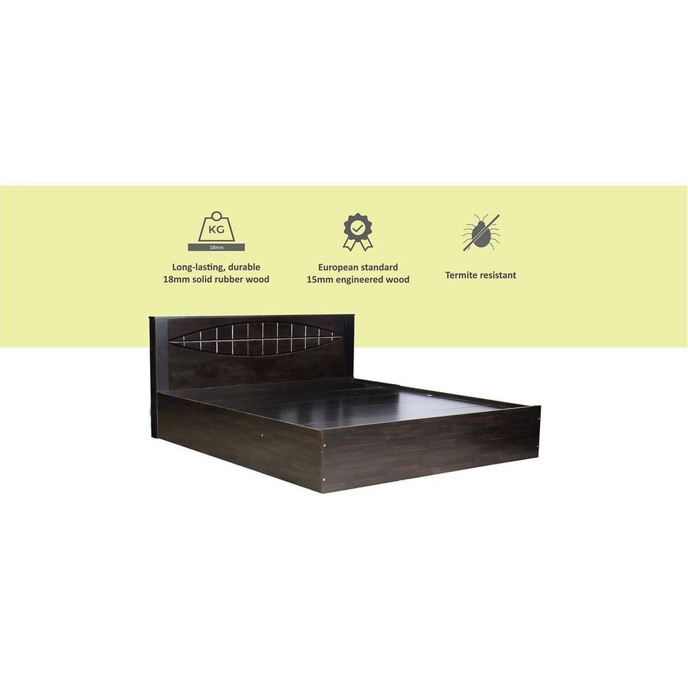 Muses Solid Wood King Size Drawer Storage Bed In Melamine Finish