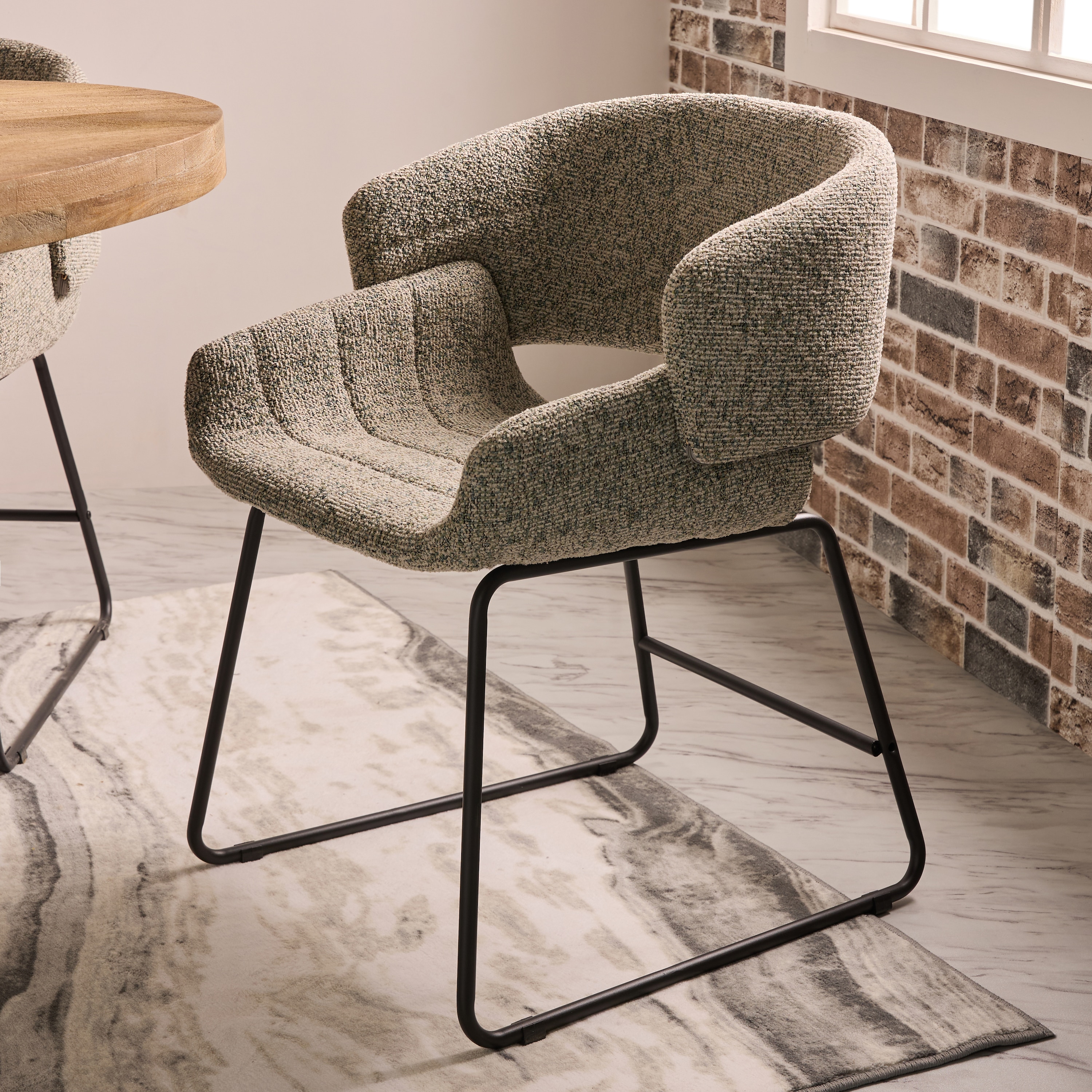 Optrion Fabric Dining Chair in Beige Colour - Living Shape