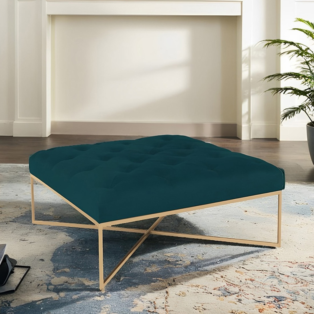 Ema Ottoman in Peacock Green Colour - Expressionist By Mohanbir
