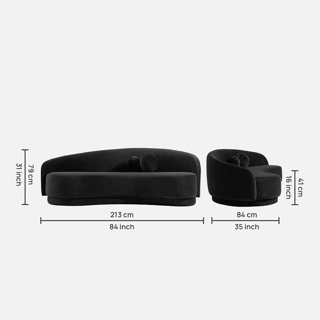 Tarron Fabric Sofa (Black)
