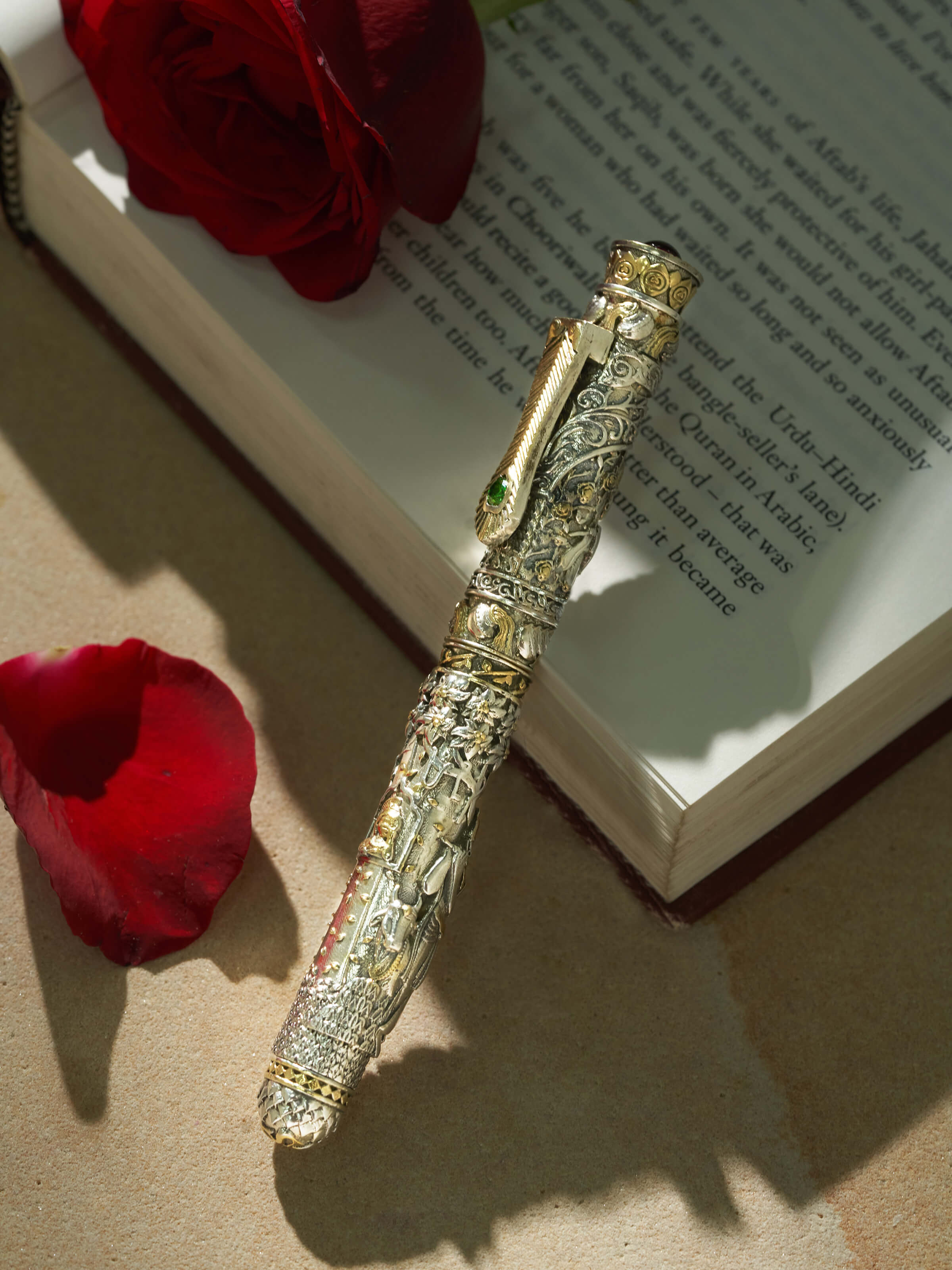 Side view of Tribal Silver Collar Necklace by Swadesh highlighting bold curves and smooth surface of the silver collar