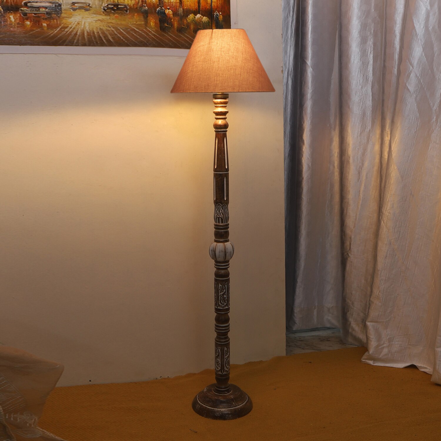 Devansh Wooden Floor Lamp
