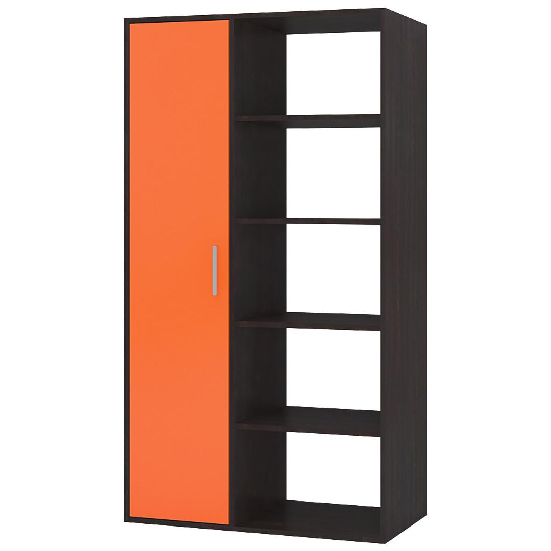 Nikola Large Crockery cum Bookshelf and Divider Unit in Antique Ebony Light Orange Colour