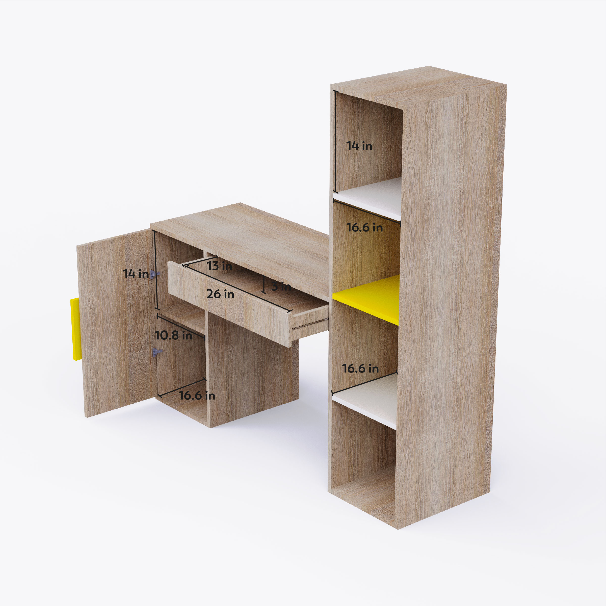 Joy Ride Study Table In Oak Colour