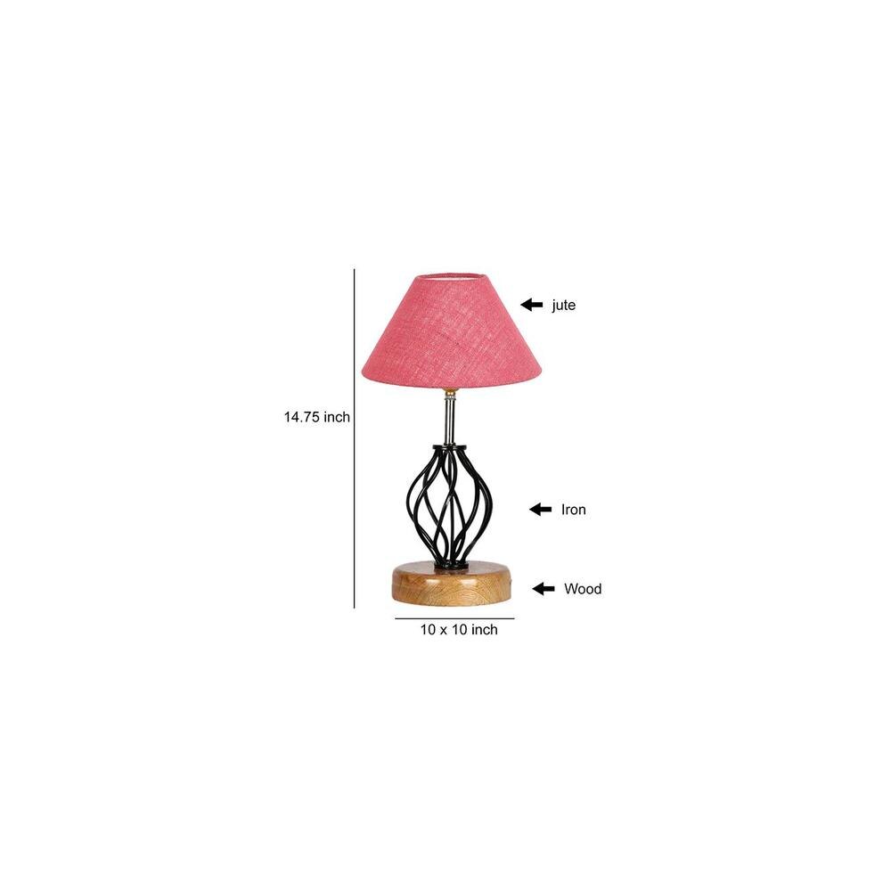 Phoebe Pink Jute Table lamp with Wood & Iron Base