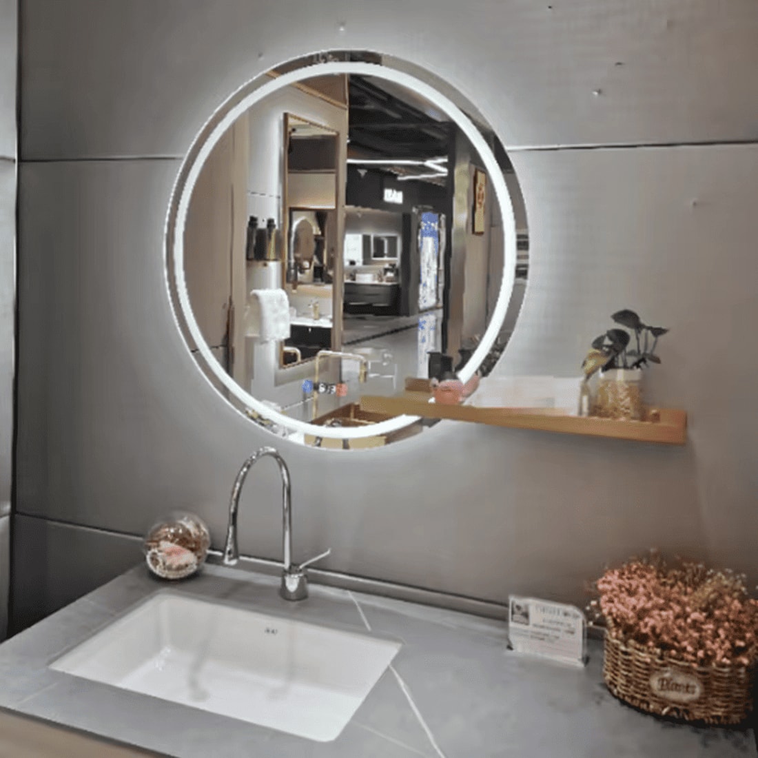 Round LED  Mirror with Lights Dimmable Vanity Mirror