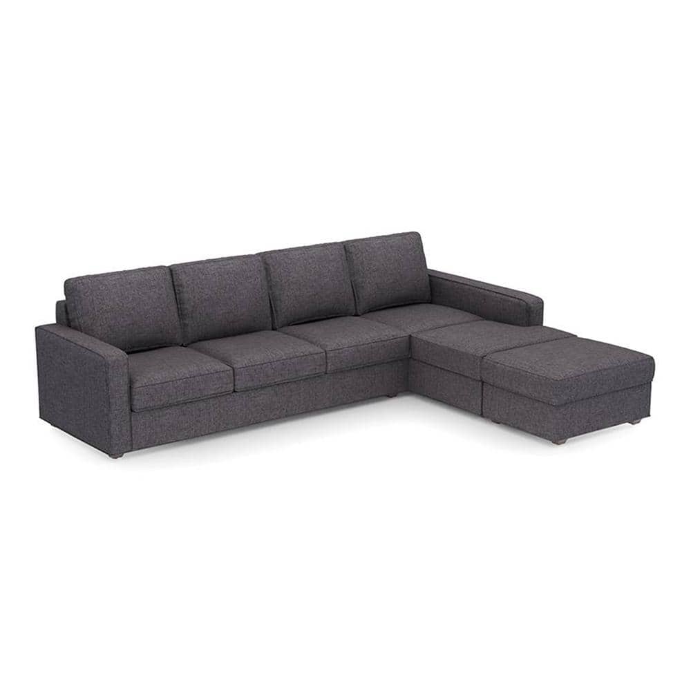 Apollo Sofa (Colour : Steel, Cushion : Hard, Back Type : Regular, Seating Capacity : Right Aligned 3 Seater + Right Aligned Chaise + Ottoman)