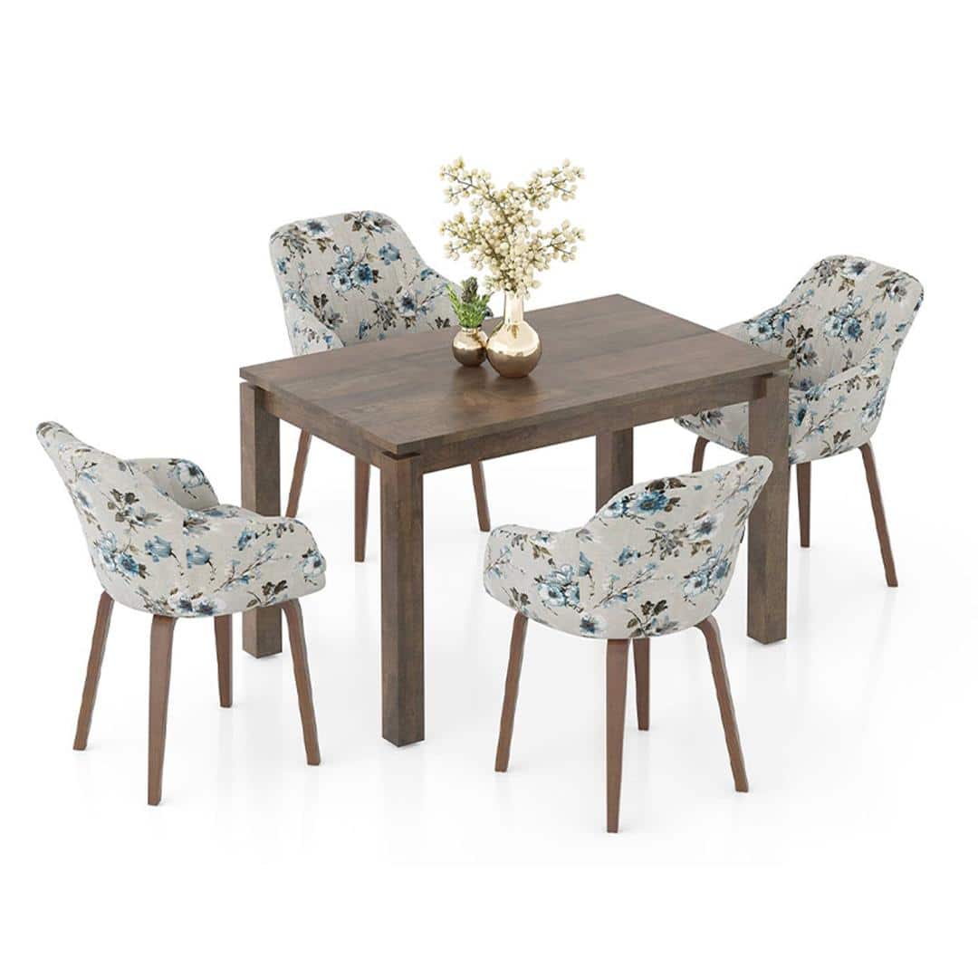 Atlas Solid Wood 4 Seater Dining Table With Rochelle Lounge Chairs