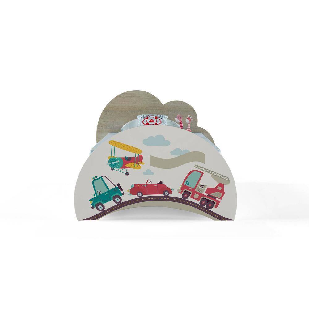 Cloud Tails Engineered Wood Drawer Storage Bed in Oak Colour