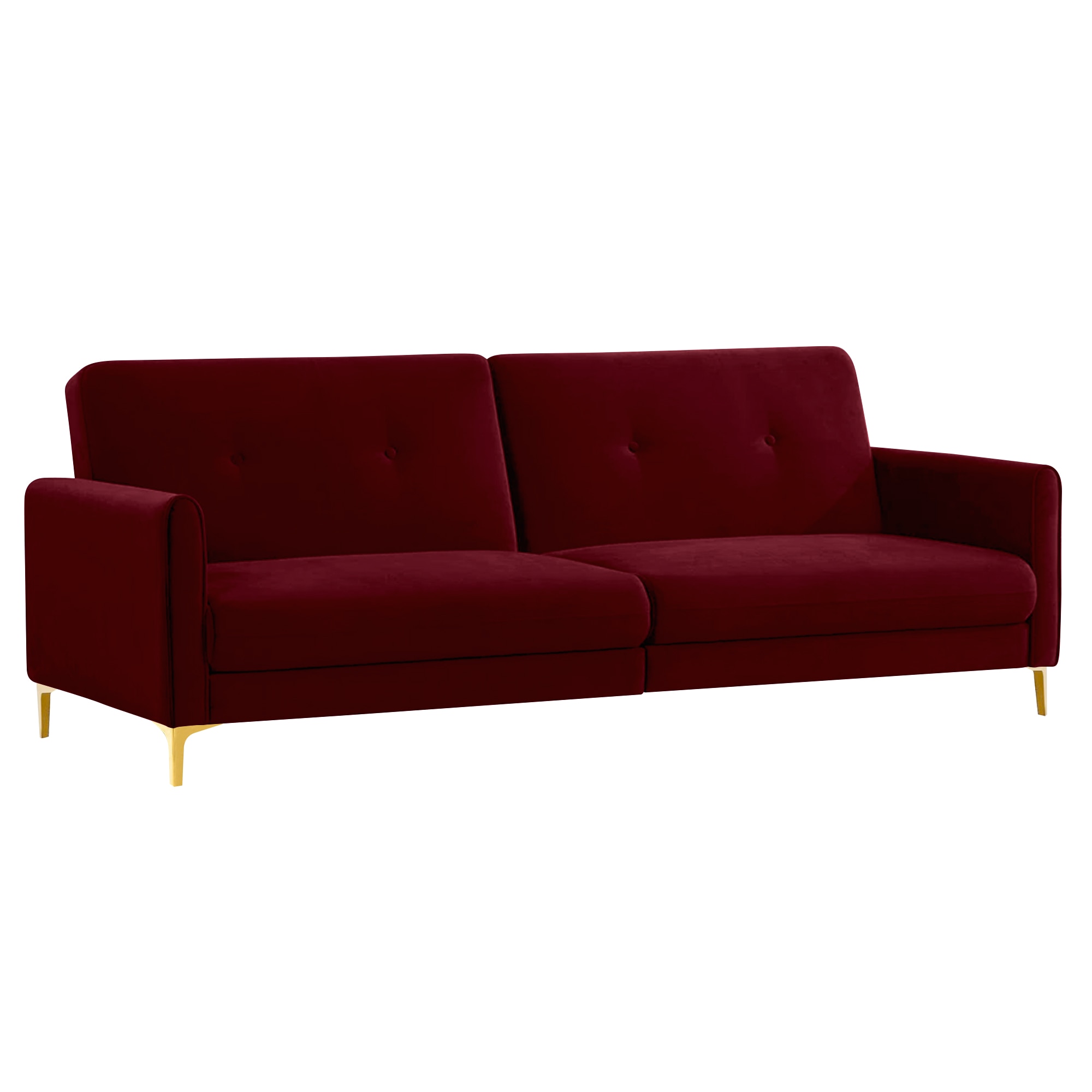 Gilud 3 Seater Velvet Sofa Cum Bed in Maroon colour