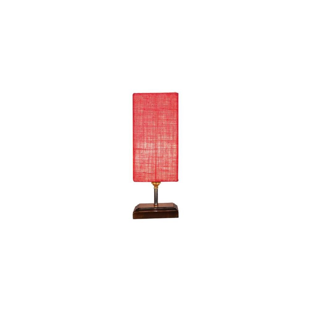 Emile Pink Jute table lamp with Square Brown Wood Base