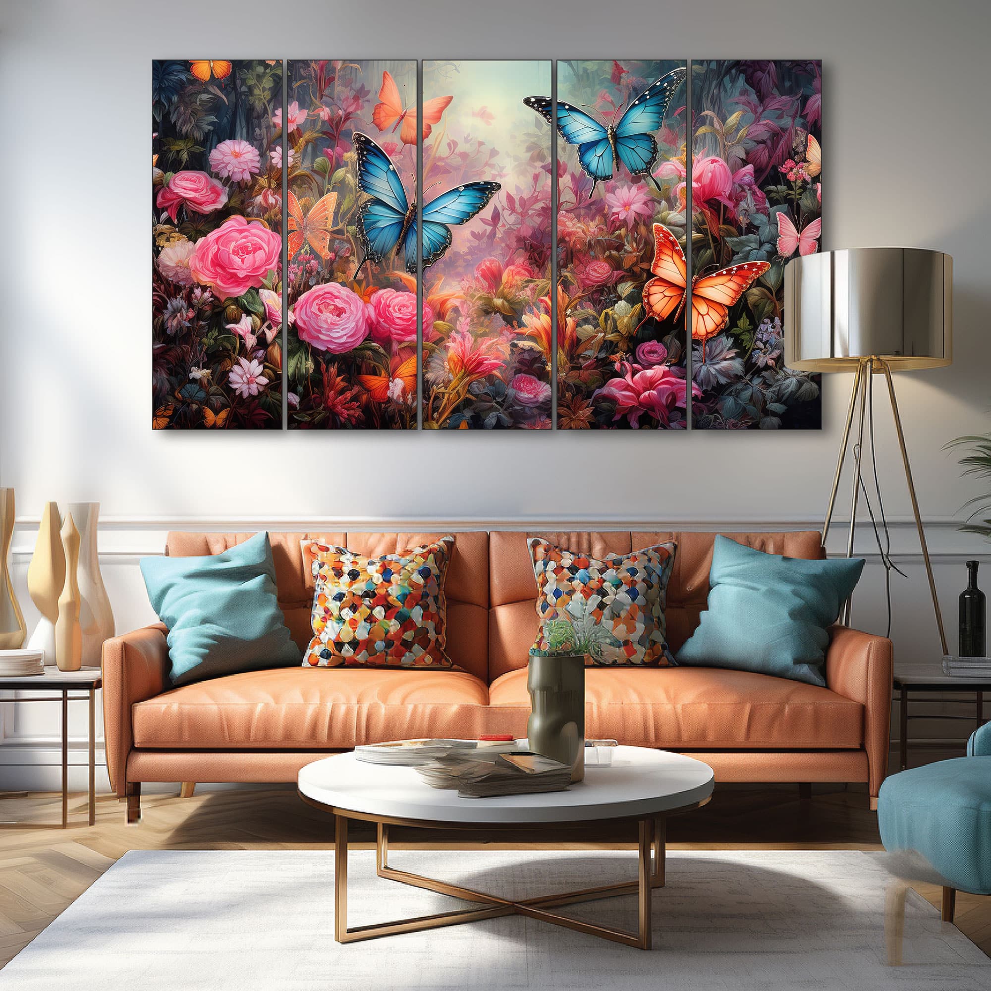 The Castle Decor Butterfly Art Wall Painting Wooden Framed Digital Painting 27x48 Inch - The Castle Decor