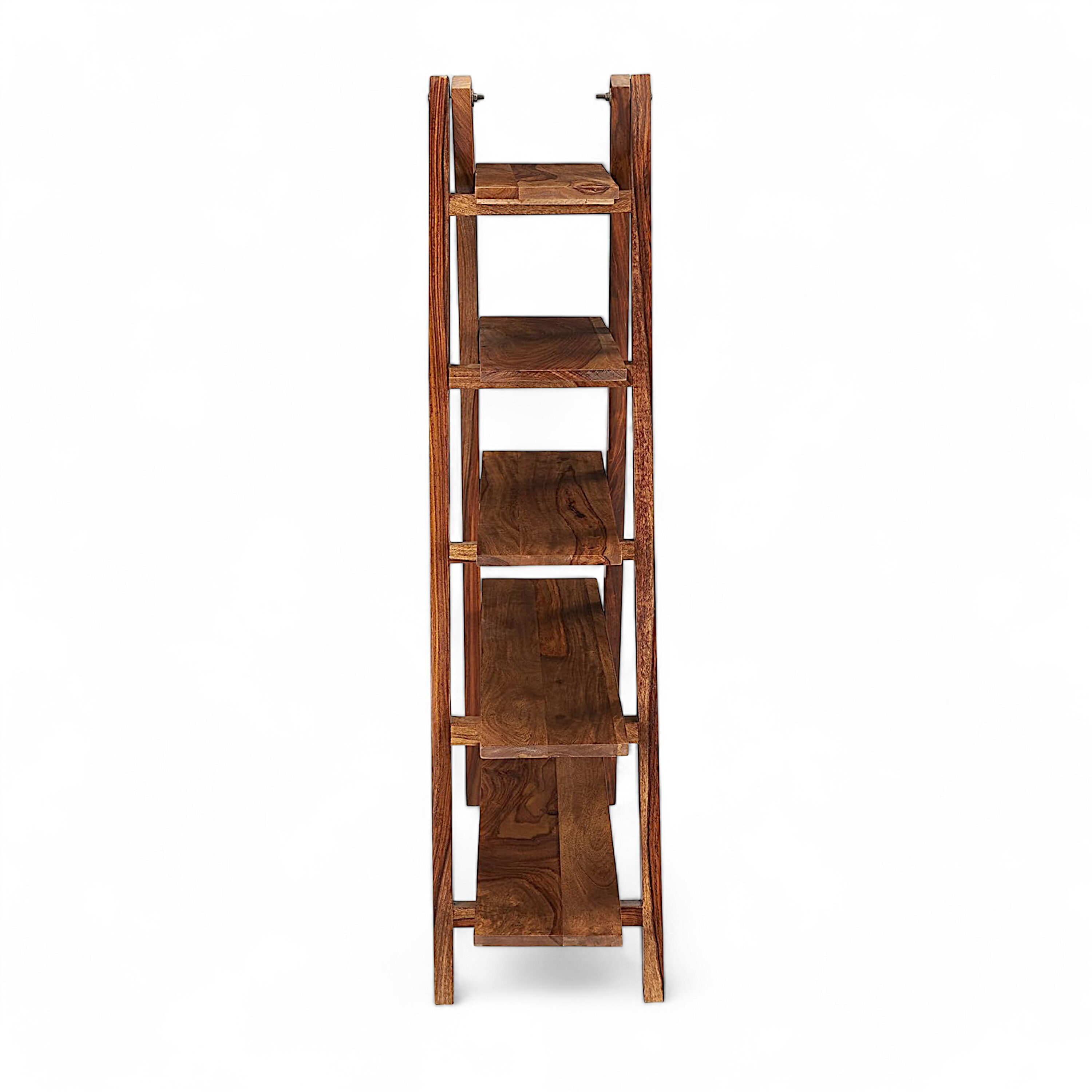 Ikiriya Sheesham Wood Accent Book Shelf Showcases in Natural Teak Finish