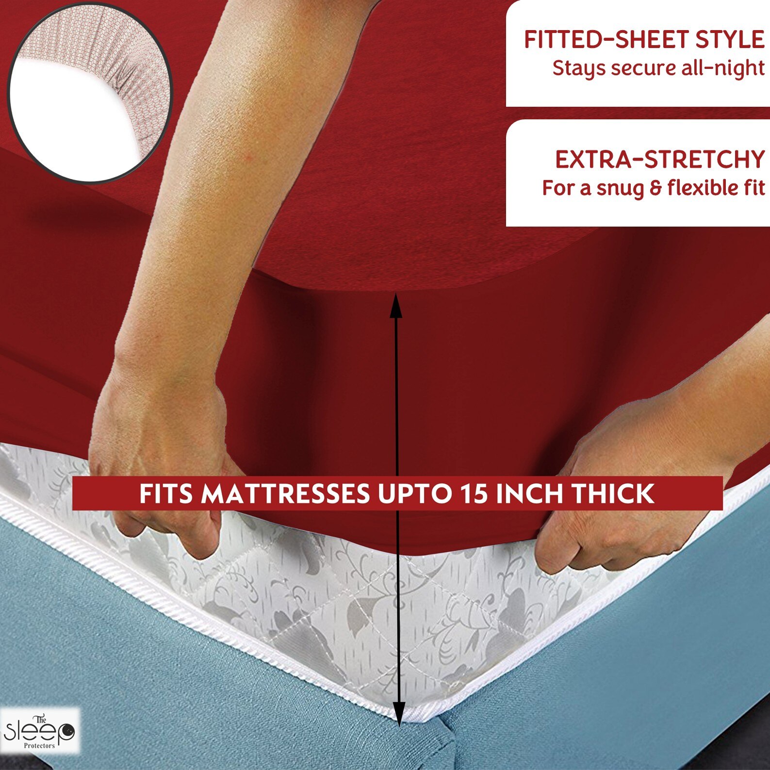 Premium Terry Polyester Fabric Waterproof Mattress Red King 78X72