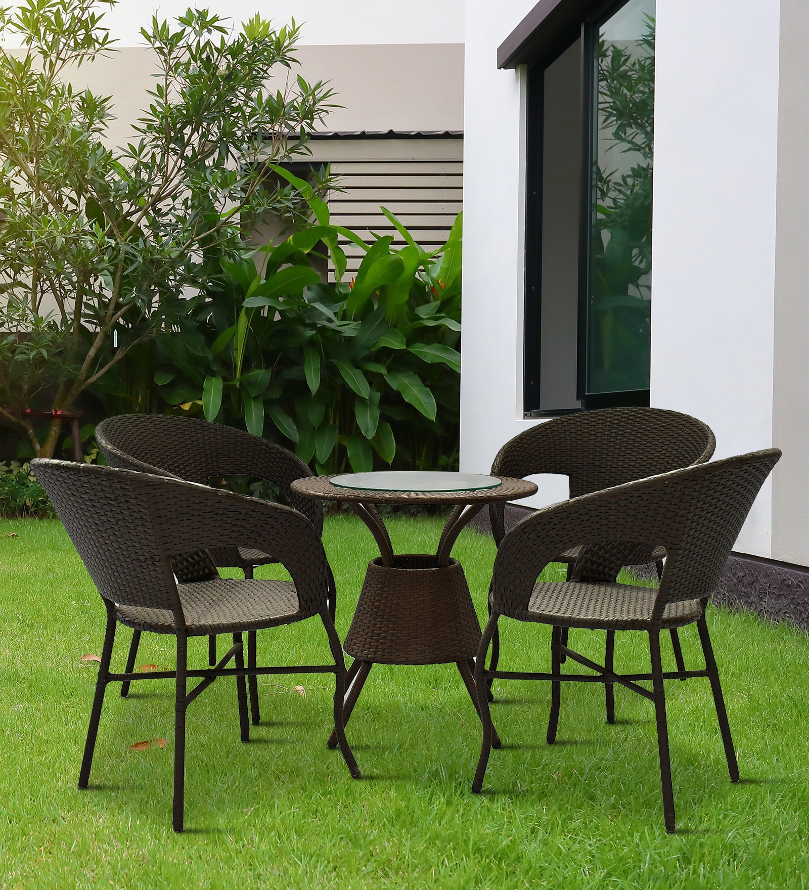 Ballarat  Wicker Table And Chair Set In  Bombay Brown Dual Tone Finish