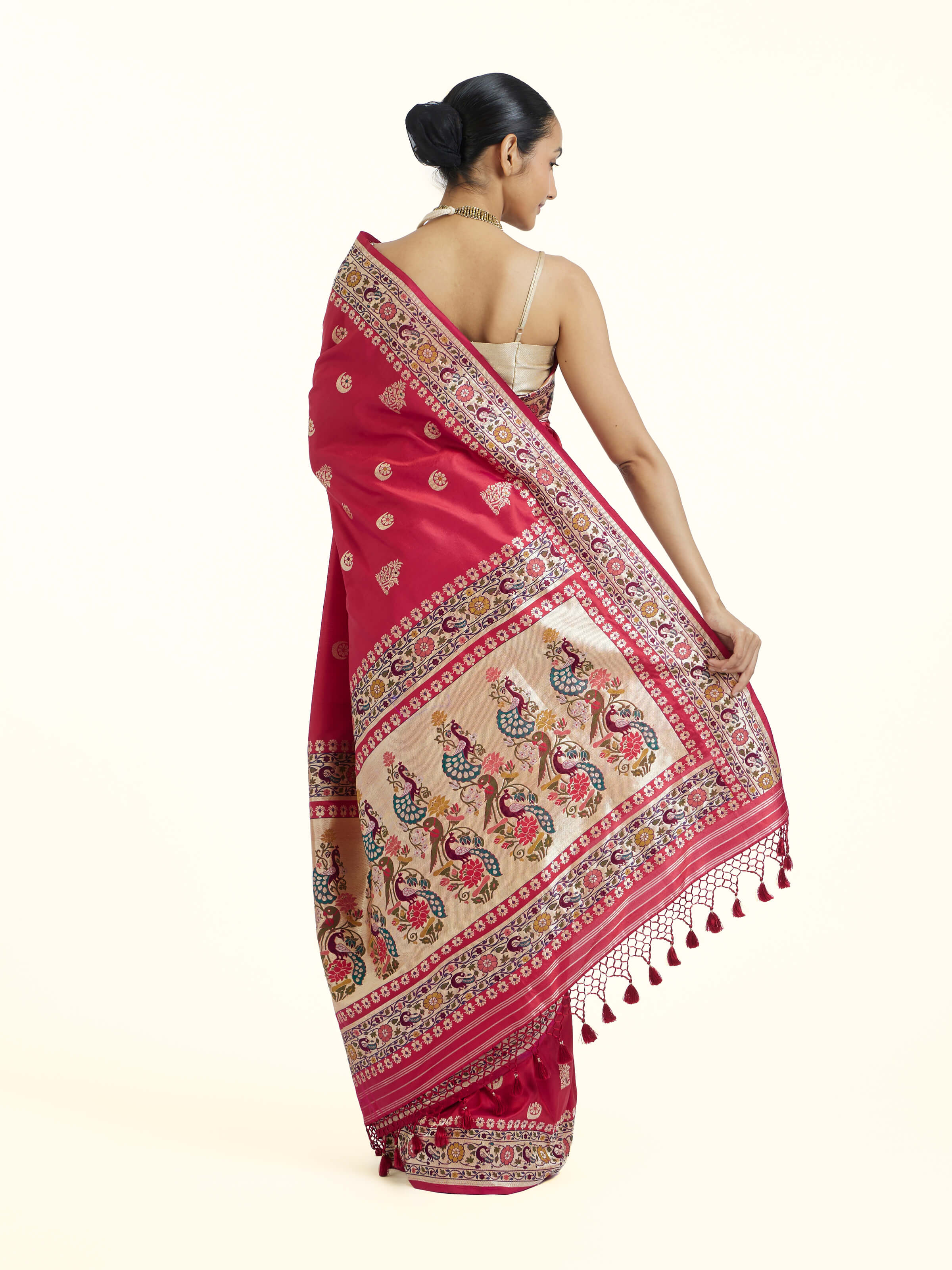 Red Ashavali Brocade Silk Saree