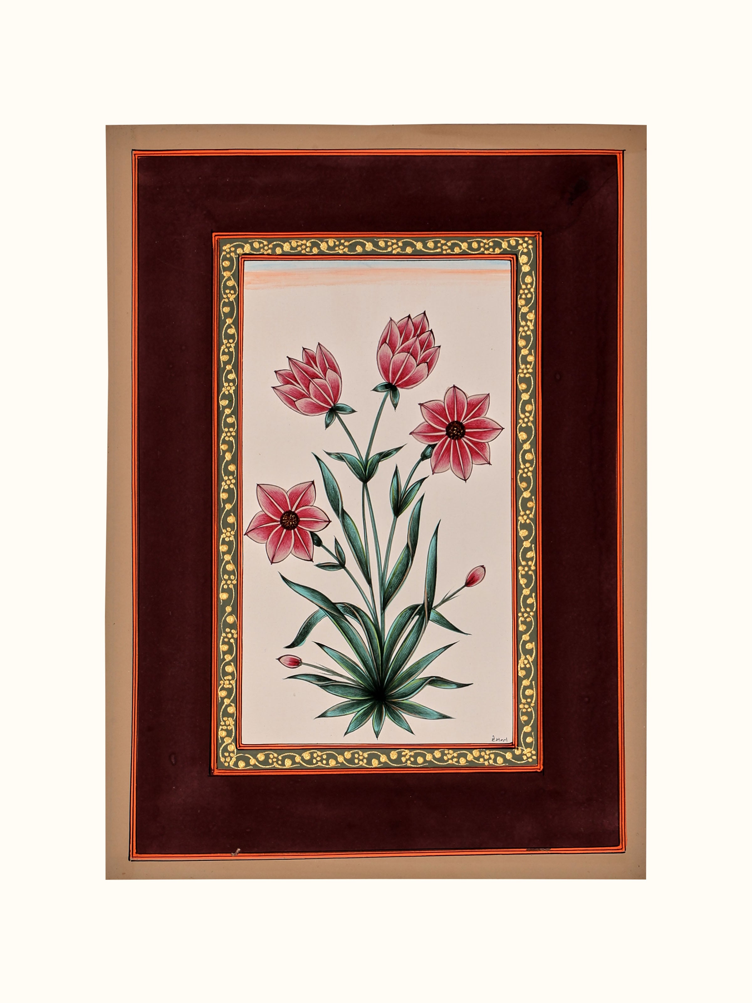 Cosmos Floral Boarder Miniature Painting