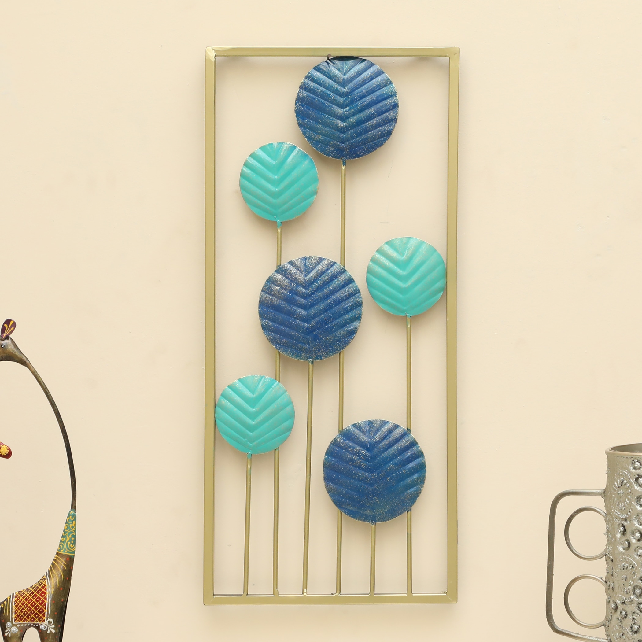 W-Aniket Abstract Metal Wall Decor in Multicolor Set of 1 - Vedas Exports