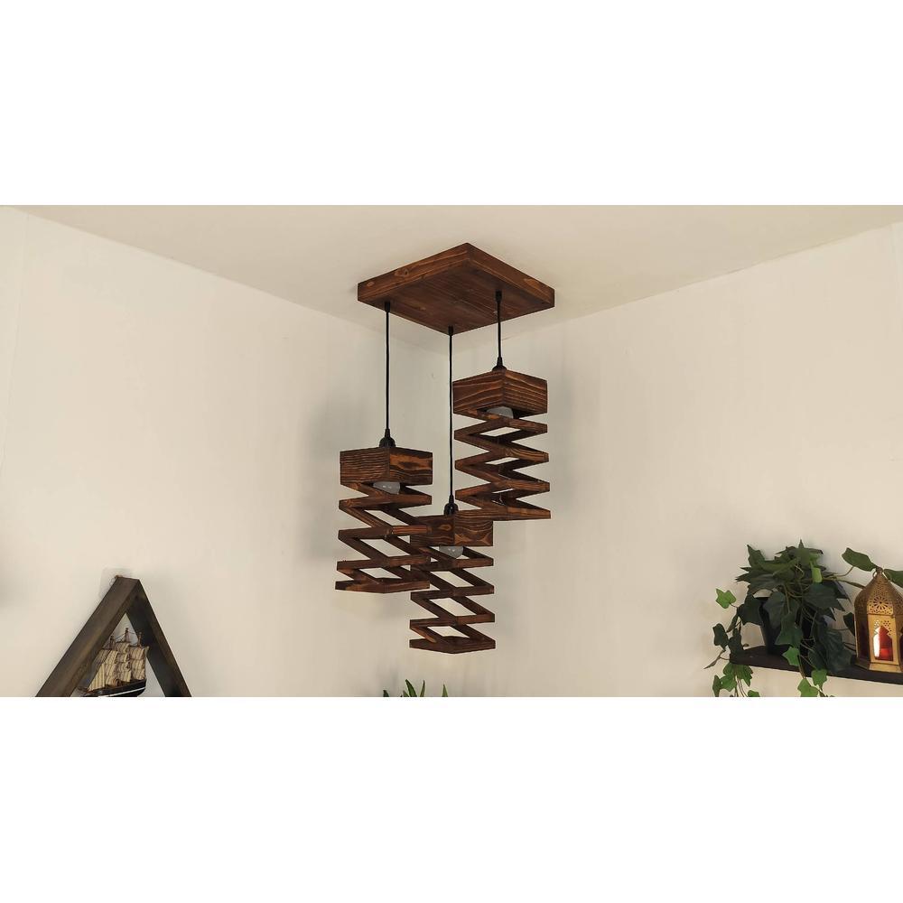 Wiggle Brown Solid Wood Cluster Hanging Light